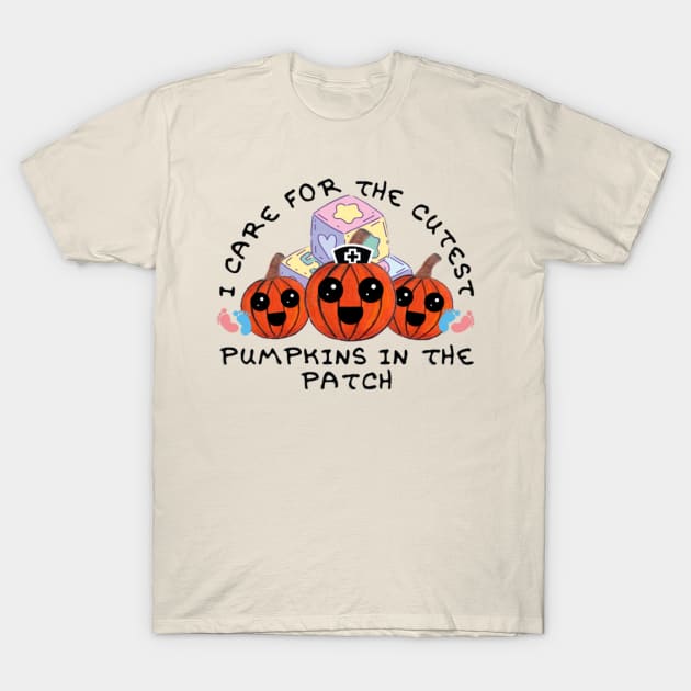 I Care For The Cutest Pumpkins In The Patch (Pastel Orange) T-Shirt by thcreations1